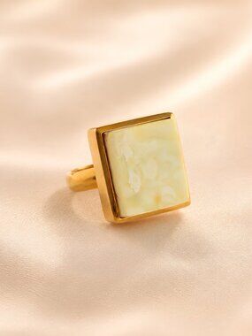 Butterscotch Amber Ring in 14k Gold Plated Sterling Silver